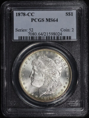 Obverse of this 1878-CC Morgan Dollar PCGS MS-64