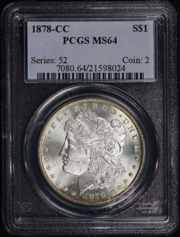 Obverse of this 1878-CC Morgan Dollar PCGS MS-64