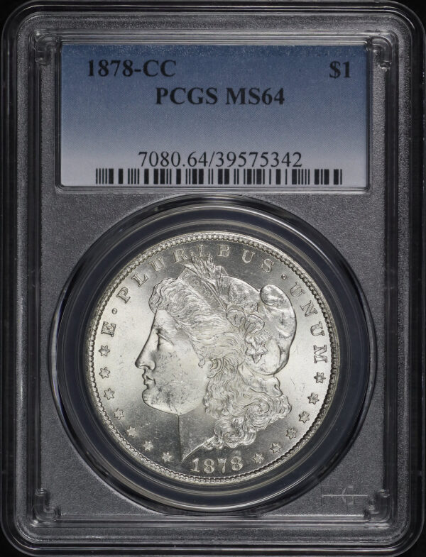 Obverse of this 1878-CC Morgan Dollar PCGS MS-64