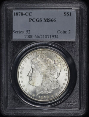 Obverse of this 1878-CC Morgan Dollar PCGS MS-66