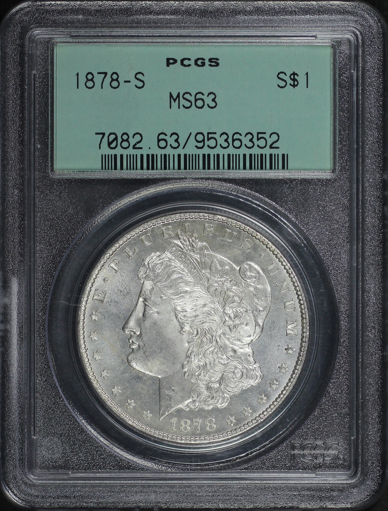 Obverse of this 1878-S Morgan Dollar PCGS MS-63 Old Green Holder