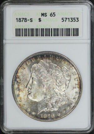Obverse of this 1878-S Morgan Dollar ANACS MS-65