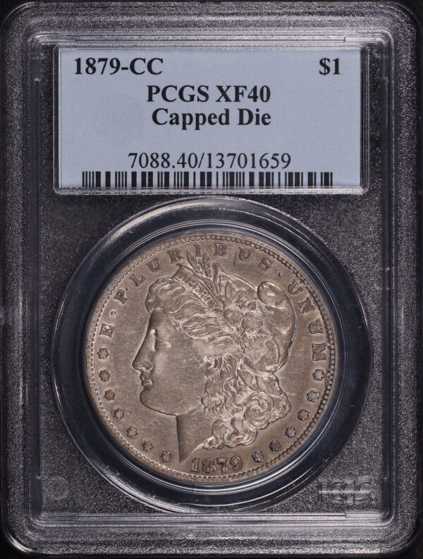 Obverse of this 1879-CC Capped Die Morgan Dollar PCGS XF-40
