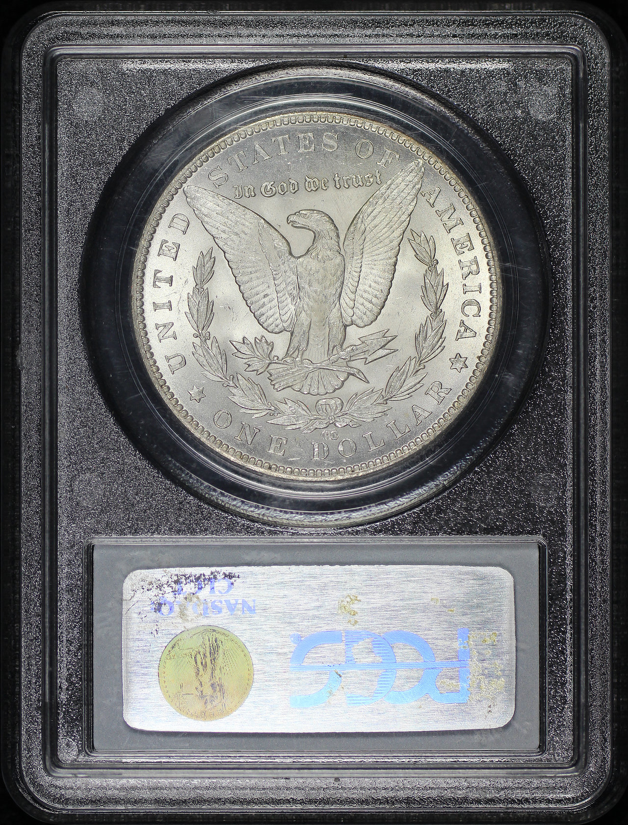 Reverse of this 1879-CC Morgan Dollar Capped Die PCGS MS-61