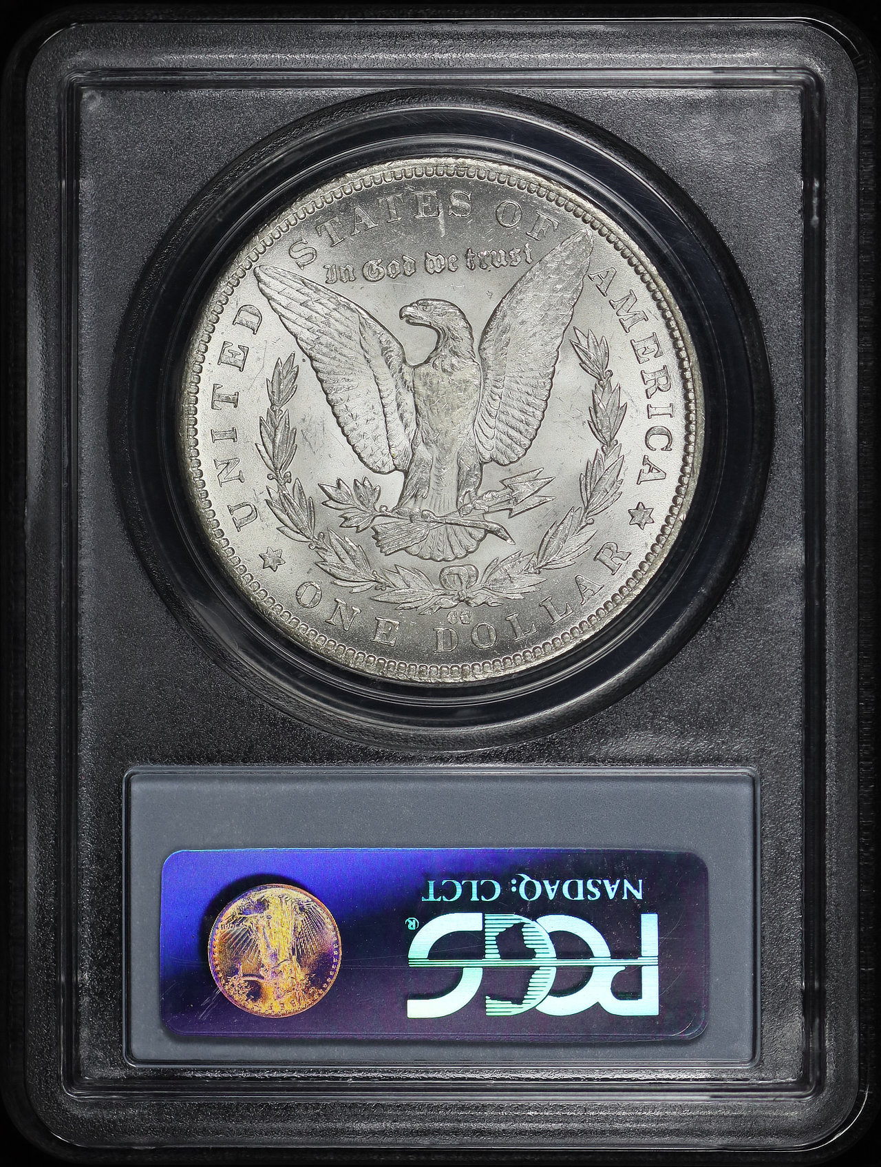 Reverse of this 1879-CC Morgan Dollar Capped Die PCGS MS-63