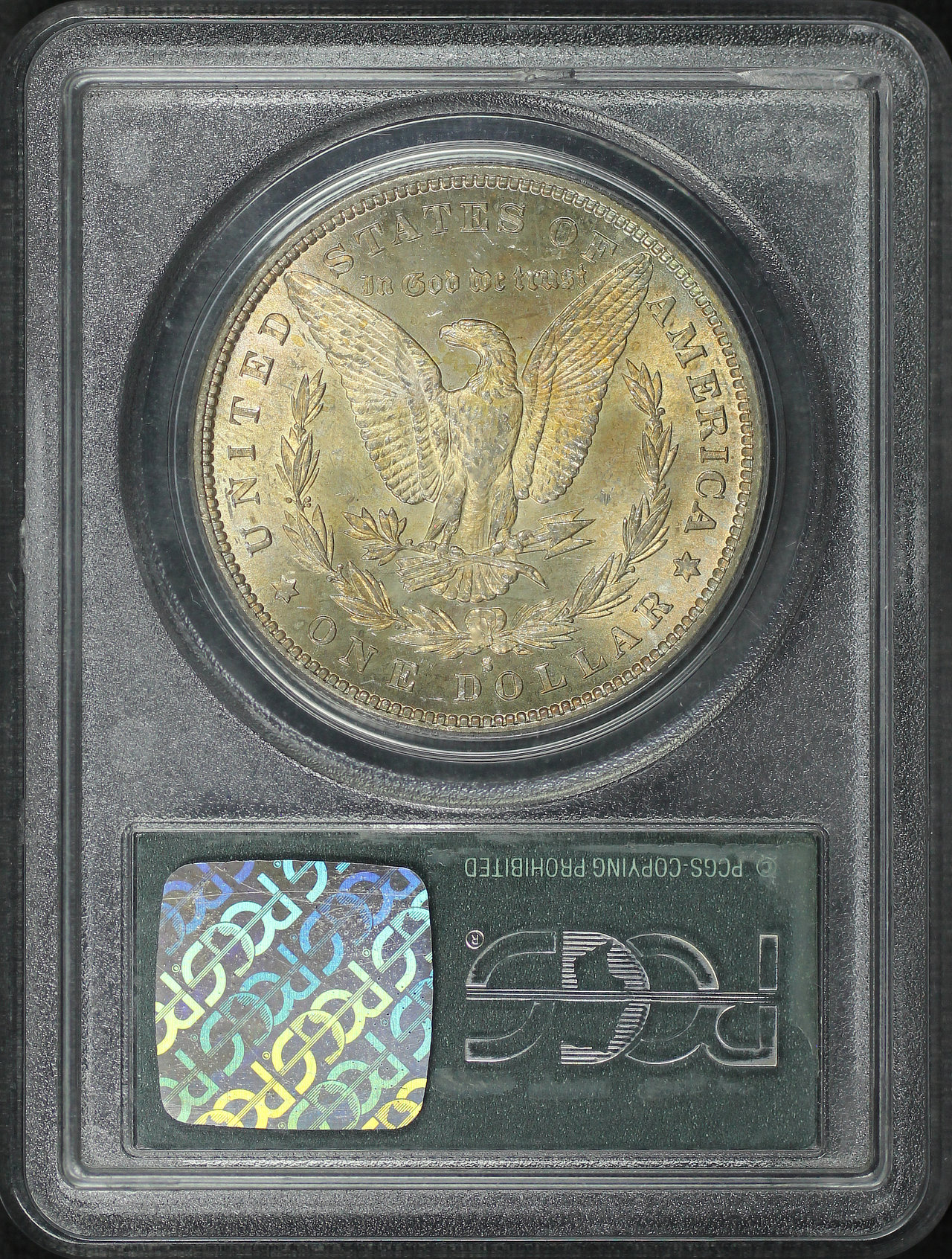 Reverse of this 1879-S Morgan Dollar PCGS MS-65 Old Green Holder, Pastel Toning