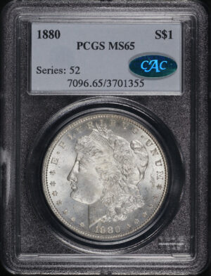 Obverse of this 1880 Morgan Dollar PCGS MS-65 CAC