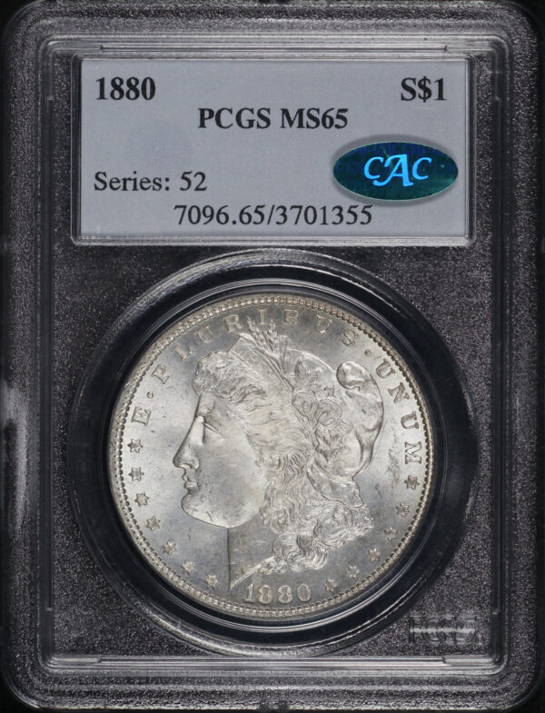 Obverse of this 1880 Morgan Dollar PCGS MS-65 CAC