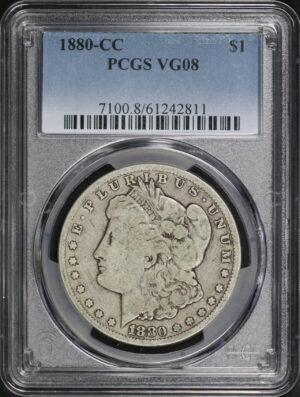 Obverse of this 1880-CC Morgan Dollar PCGS VG-08