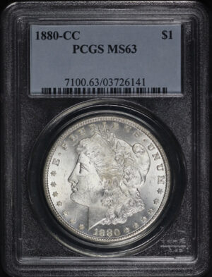 Obverse of this 1880-CC Morgan Dollar PCGS MS-63