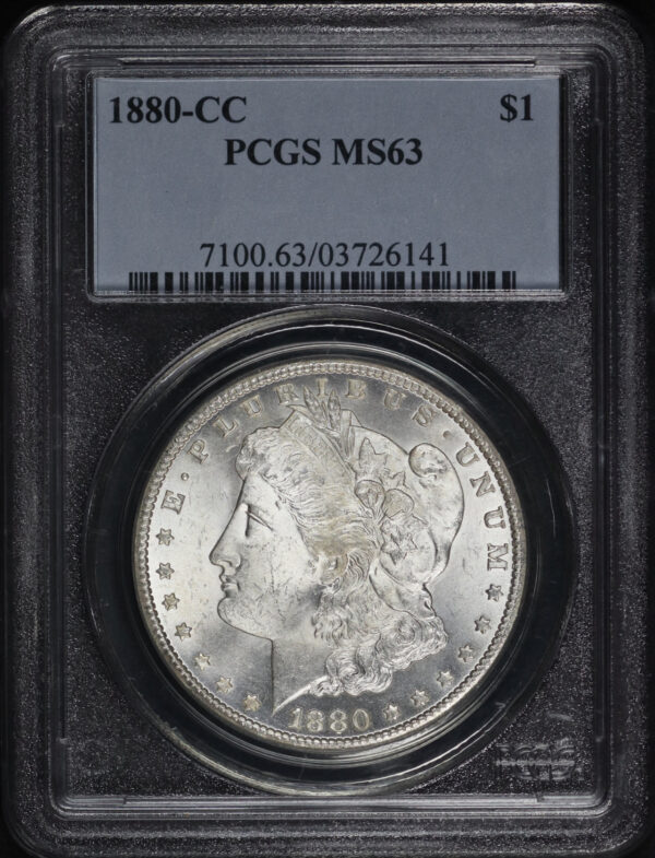Obverse of this 1880-CC Morgan Dollar PCGS MS-63
