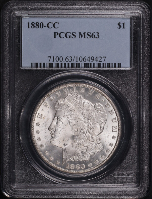 Obverse of this 1880-CC Morgan Dollar PCGS MS-63