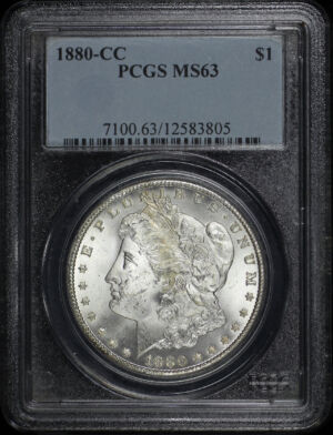 Obverse of this 1880-CC Morgan Dollar PCGS MS-63