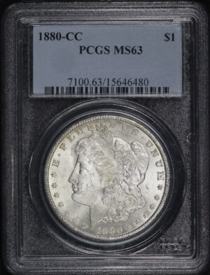 Obverse of this 1880-CC Morgan Dollar PCGS MS-63