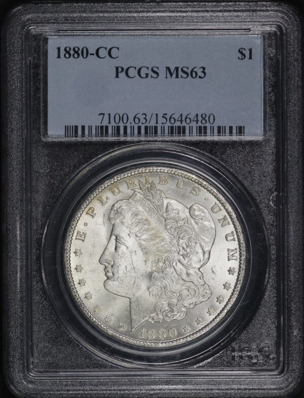 Obverse of this 1880-CC Morgan Dollar PCGS MS-63