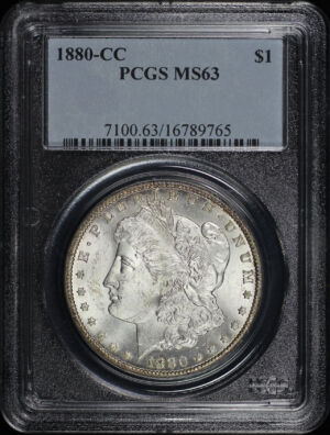 Obverse of this 1880-CC Morgan Dollar PCGS MS-63