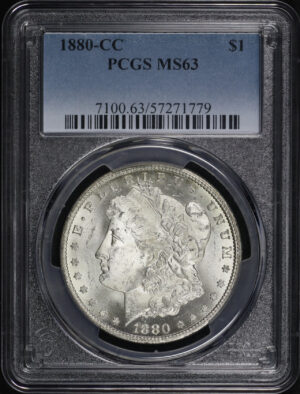 Obverse of this 1880-CC Morgan Dollar PCGS MS-63