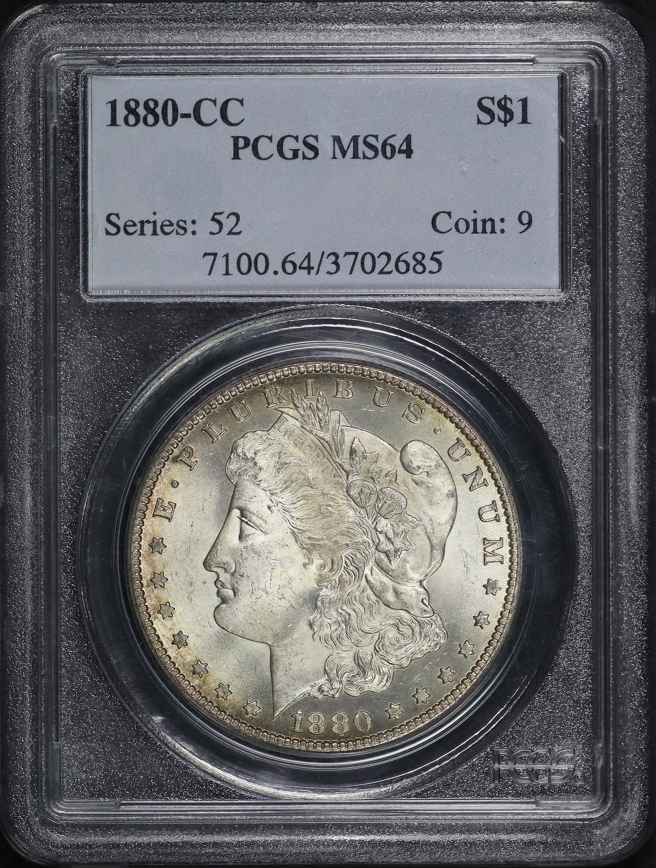 Obverse of this 1880-CC Morgan Dollar PCGS MS-64