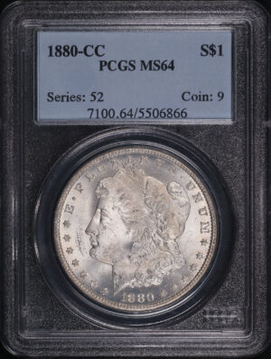 Obverse of this 1880-CC Morgan Dollar PCGS MS-64