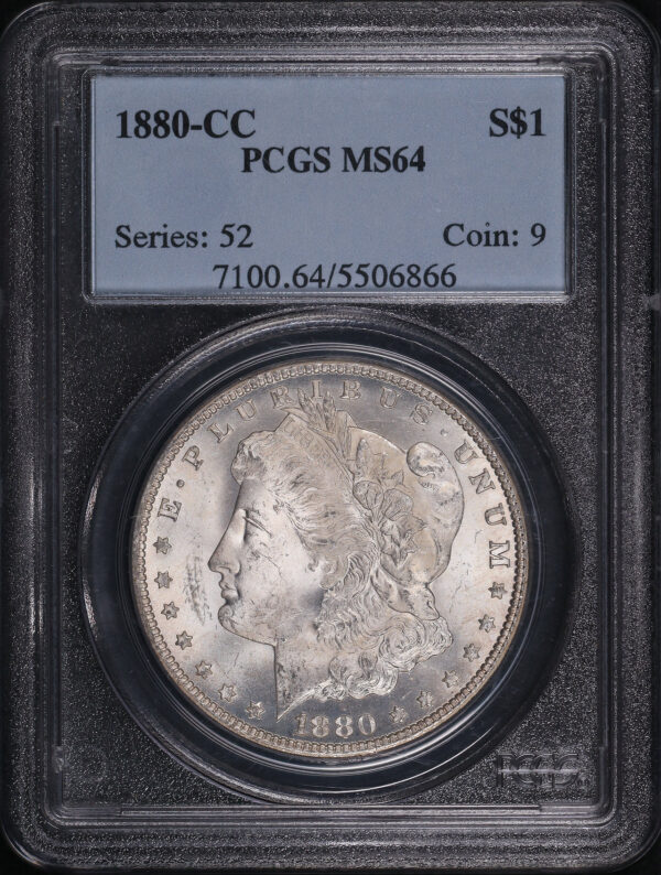 Obverse of this 1880-CC Morgan Dollar PCGS MS-64