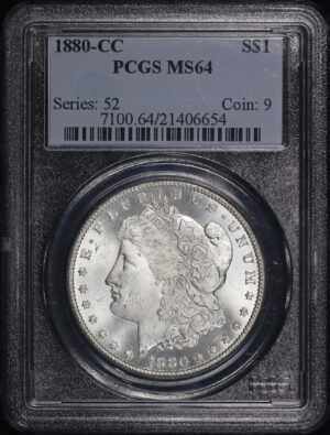 Obverse of this 1880-CC Morgan Dollar PCGS MS-64