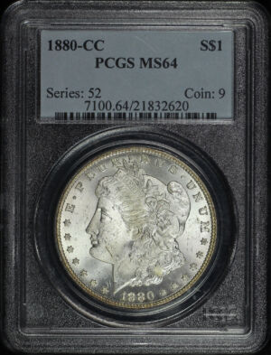 Obverse of this 1880-CC Morgan Dollar PCGS MS-64