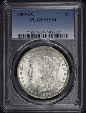 Obverse of this 1880-CC Morgan Dollar PCGS MS-64
