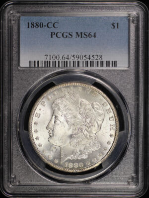 Obverse of this 1880-CC Morgan Dollar PCGS MS-64