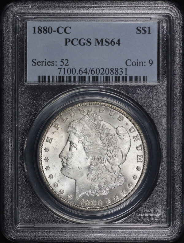 Obverse of this 1880-CC Morgan Dollar PCGS MS-64