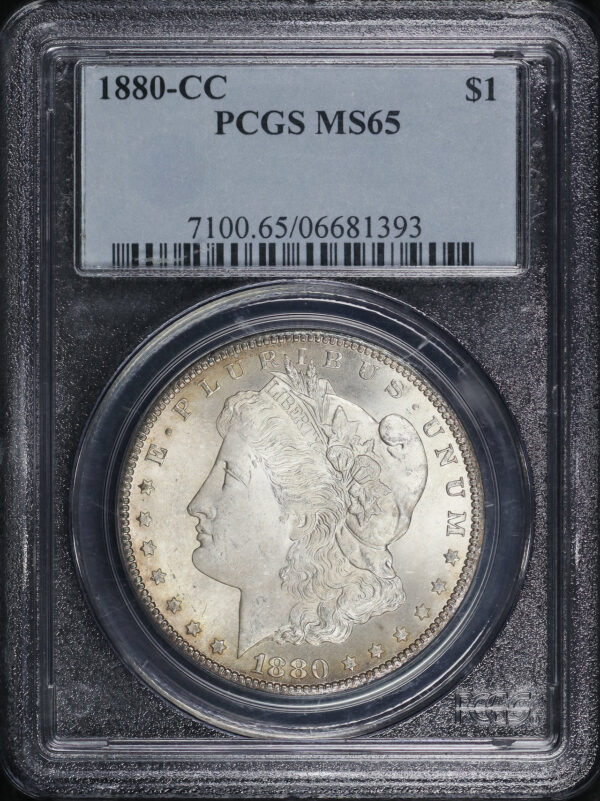 Obverse of this 1880-CC Morgan Dollar PCGS MS-65
