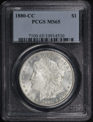 Obverse of this 1880-CC Morgan Dollar PCGS MS-65