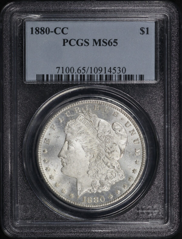 Obverse of this 1880-CC Morgan Dollar PCGS MS-65