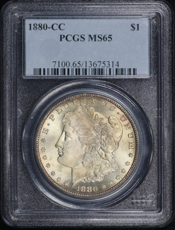 Obverse of this 1880-CC Morgan Dollar PCGS MS-65