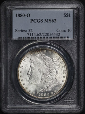 Obverse of this 1880-O Morgan Dollar PCGS MS-62