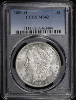 Obverse of this 1880-O Morgan Dollar PCGS MS-62