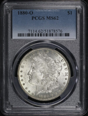 Obverse of this 1880-O Morgan Dollar PCGS MS-62