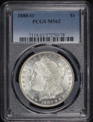 Obverse of this 1880-O Morgan Dollar PCGS MS-62