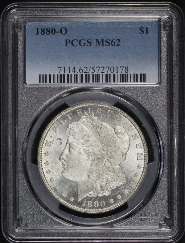 Obverse of this 1880-O Morgan Dollar PCGS MS-62