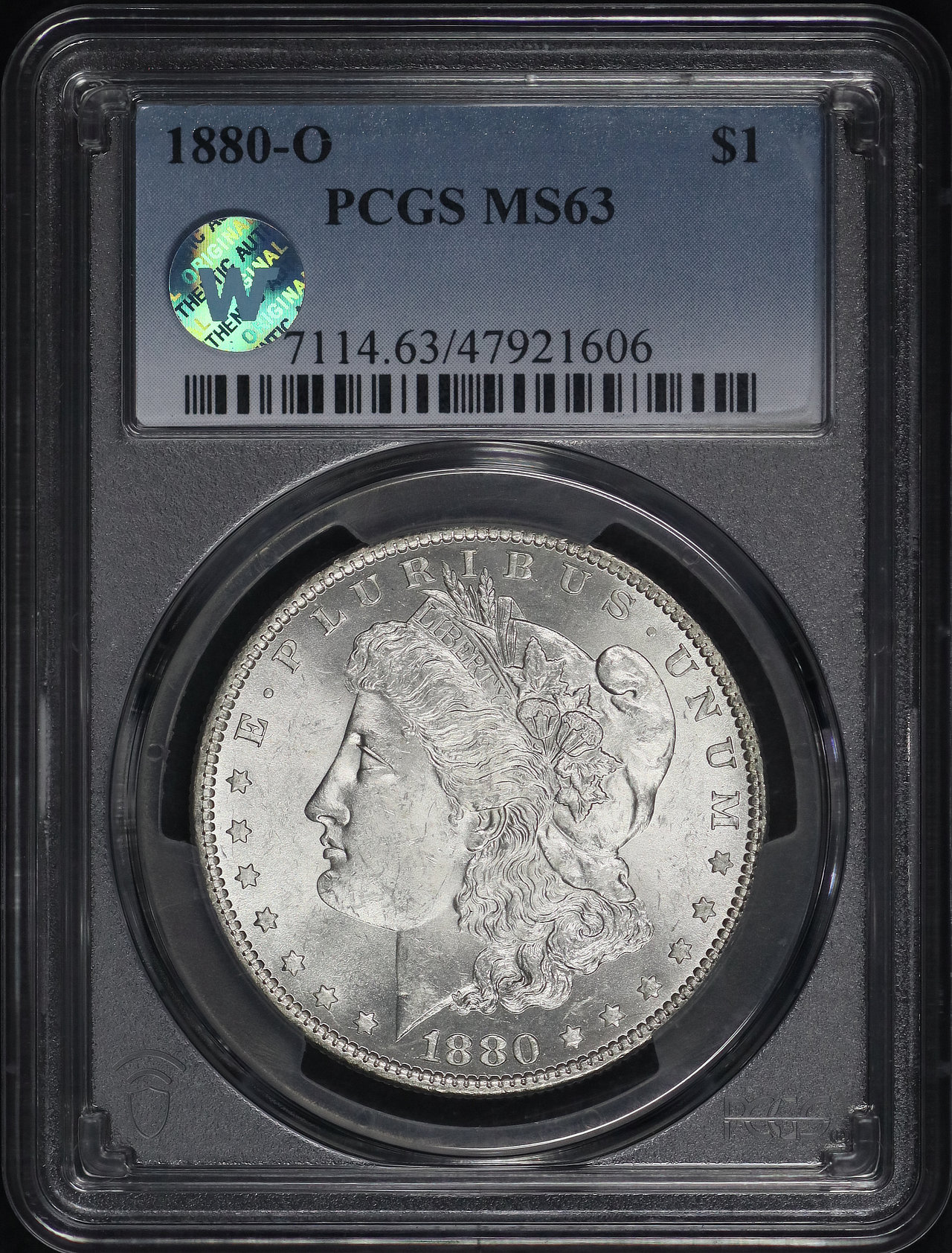 Obverse of this 1880-O Morgan Dollar PCGS MS-63