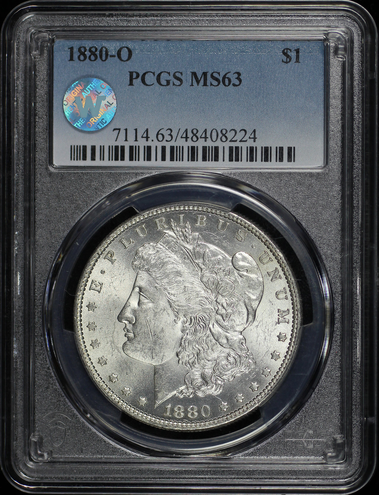 Obverse of this 1880-O Morgan Dollar PCGS MS-63