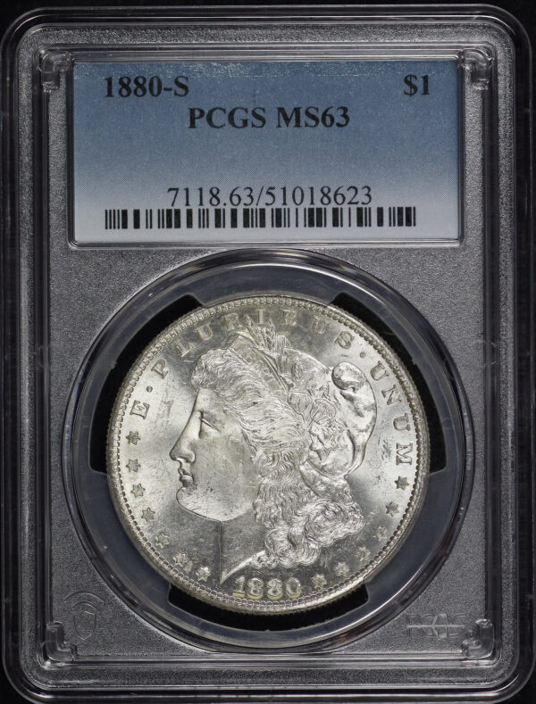 Obverse of this 1880-S Morgan Dollar PCGS MS-63