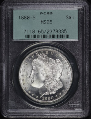 Obverse of this 1880-S Morgan Dollar PCGS MS-65