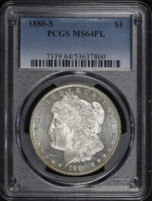 Obverse of this 1880-S Morgan Dollar PCGS MS-64 PL