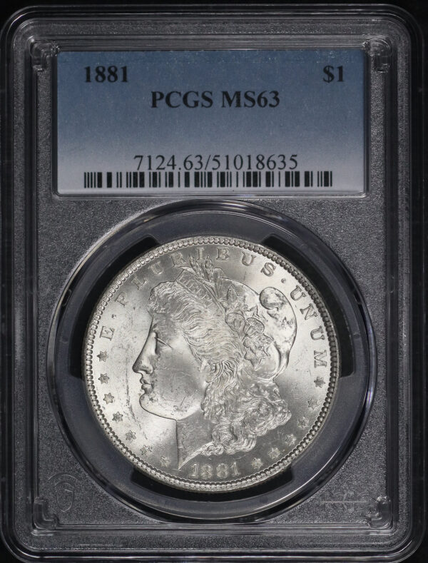 Obverse of this 1881 Morgan Dollar PCGS MS-63