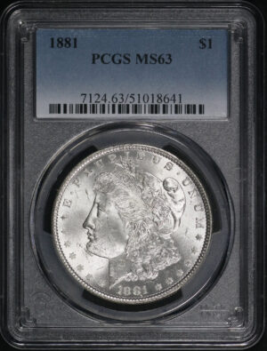 Obverse of this 1881 Morgan Dollar PCGS MS-63