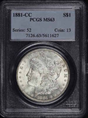Obverse of this 1881-CC Morgan Dollar PCGS MS-63