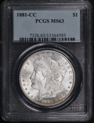Obverse of this 1881-CC Morgan Dollar PCGS MS-63