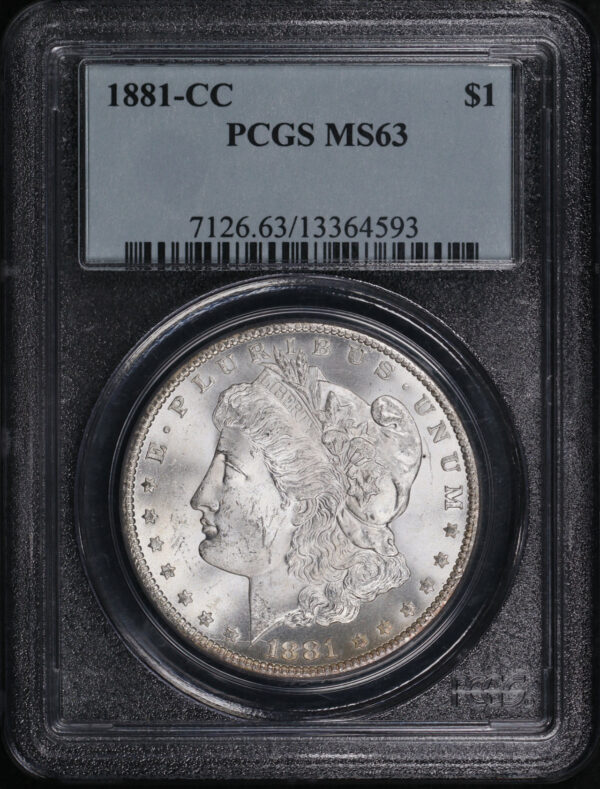 Obverse of this 1881-CC Morgan Dollar PCGS MS-63