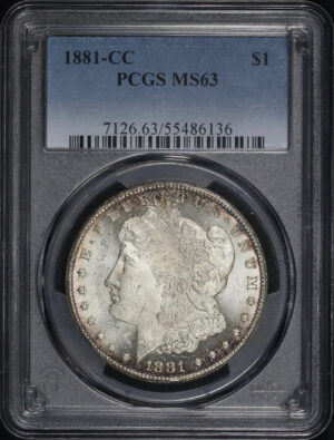 Obverse of this 1881-CC Morgan Dollar PCGS MS-63