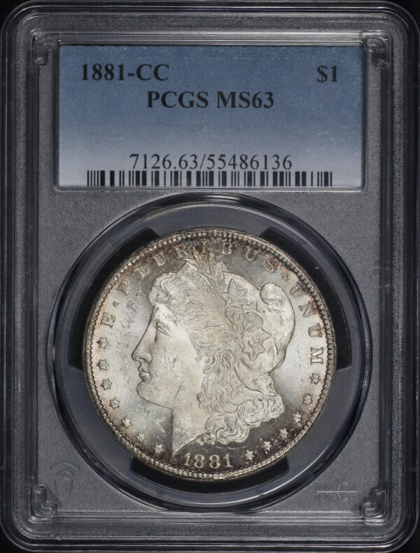 Obverse of this 1881-CC Morgan Dollar PCGS MS-63